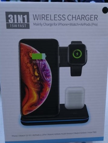 3-in-1 Wireless Charger Stand for Phone, Watch & Earphones