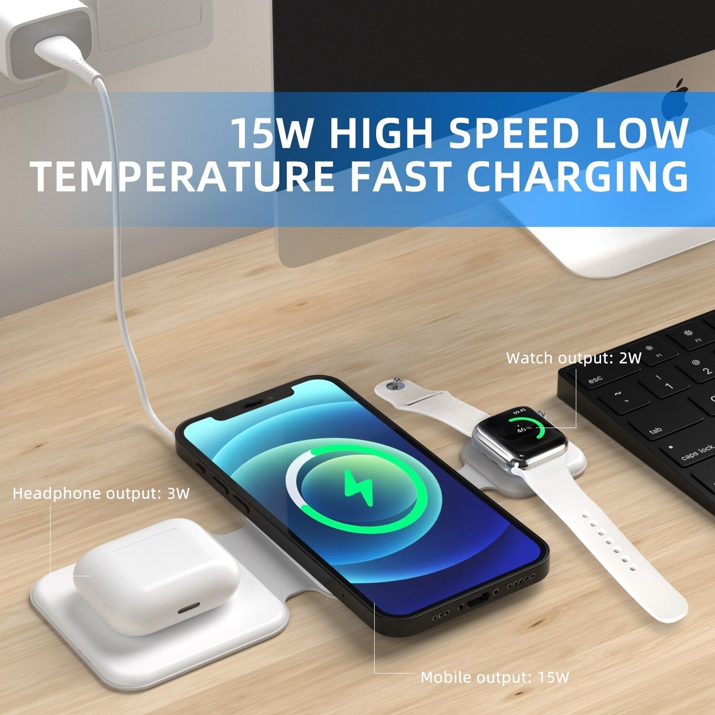 3-in-1 Magnetic Foldable Wireless Charging Station for Multi-Device