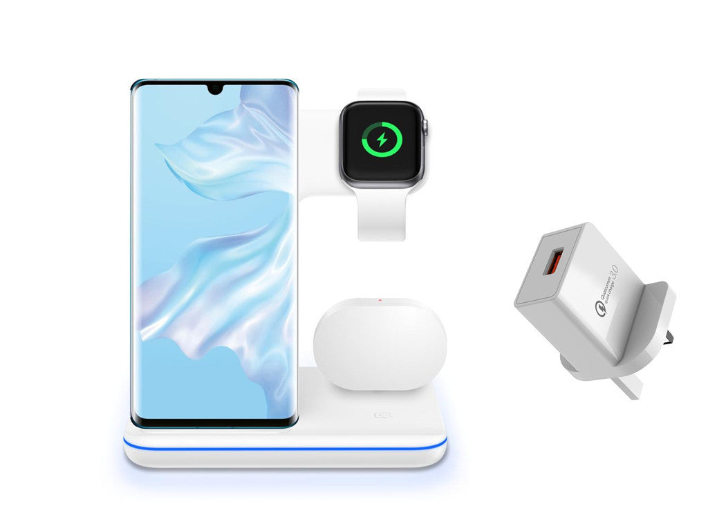 3-in-1 Wireless Charger Stand for Phone, Watch & Earphones
