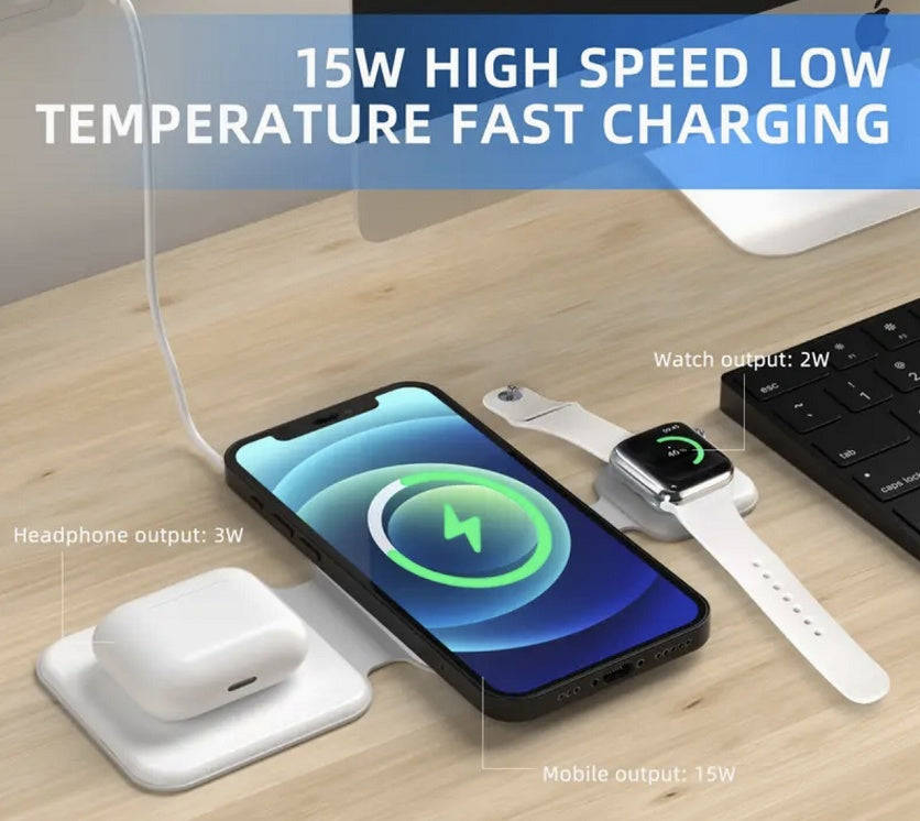 3-in-1 Magnetic Foldable Wireless Charging Station for Multi-Device